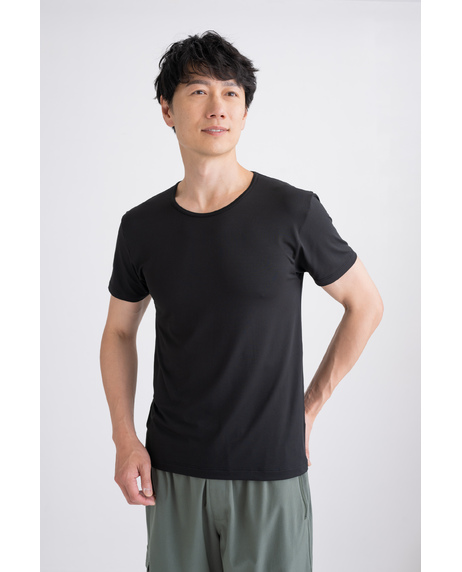 紳士用　Tシャツ　半袖　丸首　接触冷感メッシュ