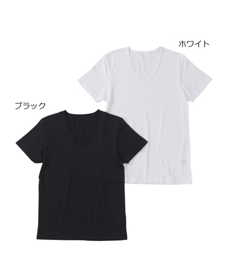 紳士用　Tシャツ　半袖　V首　接触冷感メッシュ